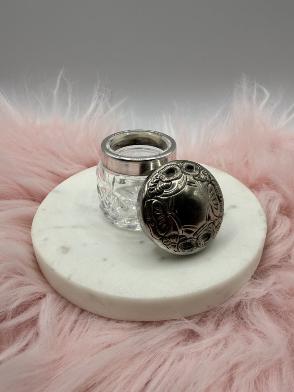 Vintage Waterford Crystal & Silver Plate Small Vanity Jar